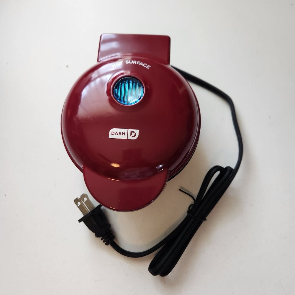 Dash Mini Waffle Maker Dark Red Nonstick Surface Portable Electric Appliance